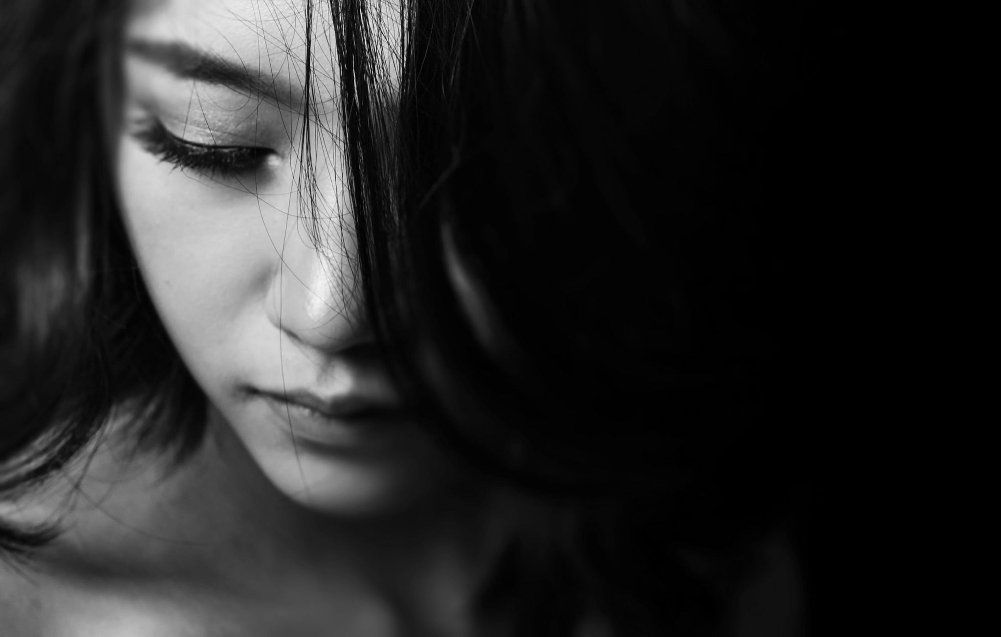 Visage femme noir et blanc
